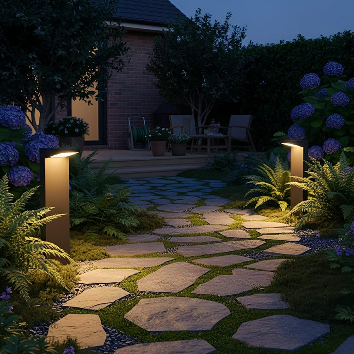 Solar Dusk to Dawn 7-Shaped LED Pathway Post Light, Waterproof Modern Design for Garden/Yard