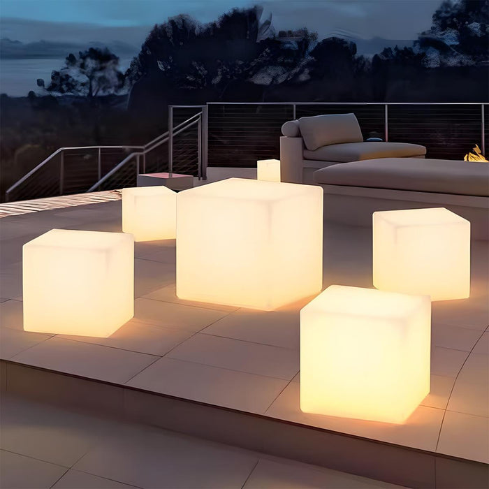 Solar, Waterproof Square Cube LED Outdoor Landscape Lighting, Patio/Pathway/Yard