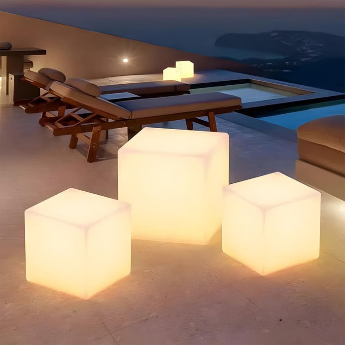 Solar, Waterproof Square Cube LED Outdoor Landscape Lighting, Patio/Pathway/Yard