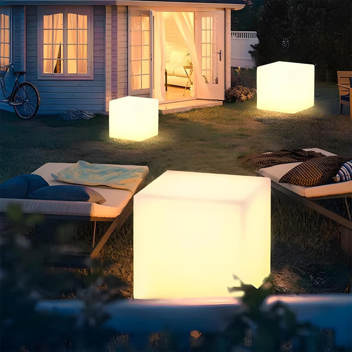 Solar, Waterproof Square Cube LED Outdoor Landscape Lighting, Patio/Pathway/Yard