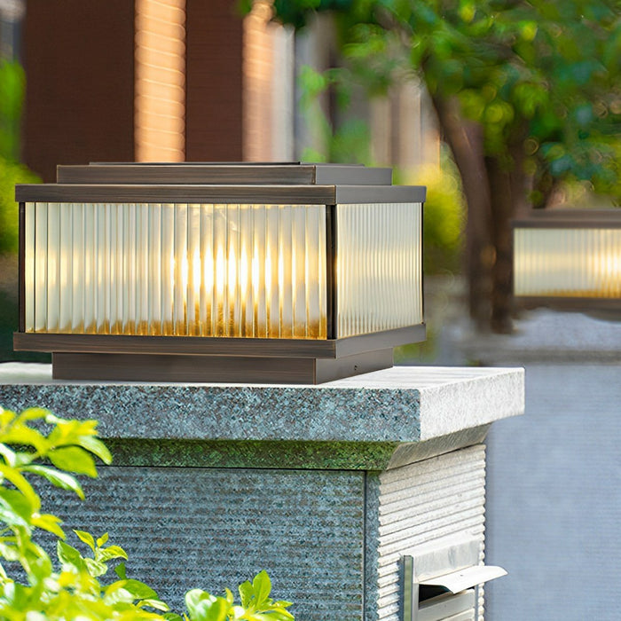 Solar Vintage Copper Square LED Post Light, IP65 Waterproof, Dusk to Dawn, for Garden/Patio/Fence/Yard