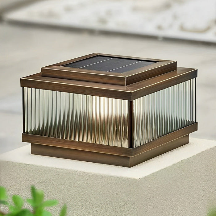 Solar Vintage Copper Square LED Post Light, IP65 Waterproof, Dusk to Dawn, for Garden/Patio/Fence/Yard