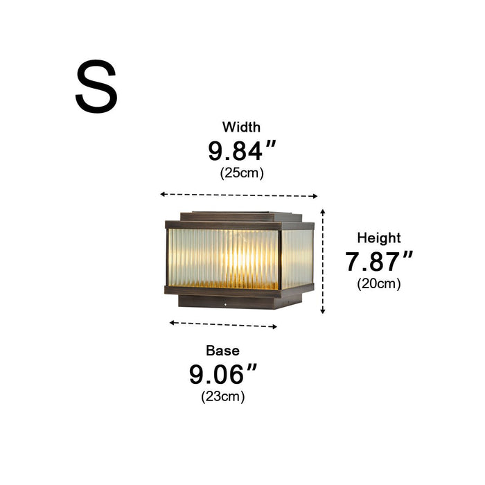 Solar Vintage Copper Square LED Post Light, IP65 Waterproof, Dusk to Dawn, for Garden/Patio/Fence/Yard