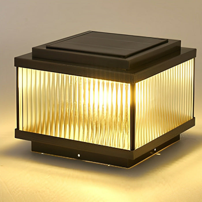 Solar Vintage Copper Square LED Post Light, IP65 Waterproof, Dusk to Dawn, for Garden/Patio/Fence/Yard