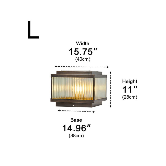 Solar Vintage Copper Square LED Post Light, IP65 Waterproof, Dusk to Dawn, for Garden/Patio/Fence/Yard