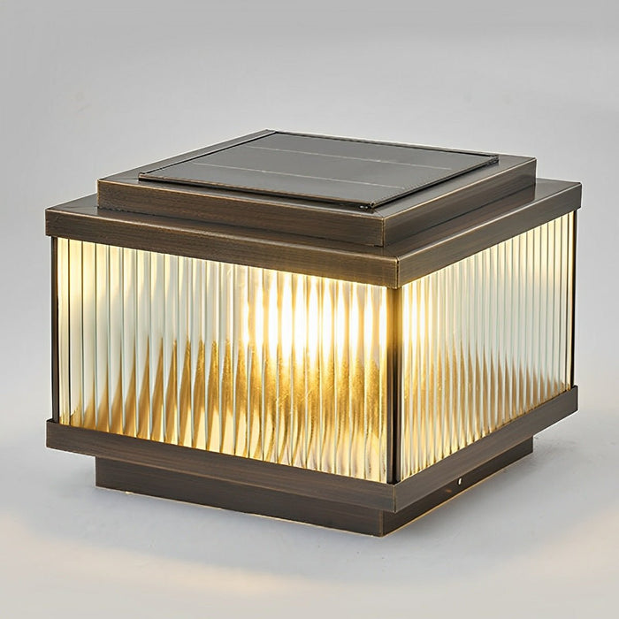 Solar Vintage Copper Square LED Post Light, IP65 Waterproof, Dusk to Dawn, for Garden/Patio/Fence/Yard