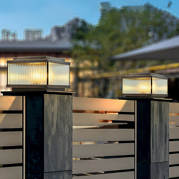 Solar Vintage Copper Square LED Post Light, IP65 Waterproof, Dusk to Dawn, for Garden/Patio/Fence/Yard