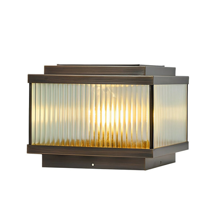 Solar Vintage Copper Square LED Post Light, IP65 Waterproof, Dusk to Dawn, for Garden/Patio/Fence/Yard