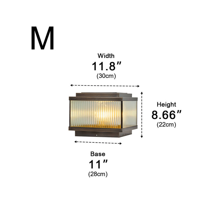 Solar Vintage Copper Square LED Post Light, IP65 Waterproof, Dusk to Dawn, for Garden/Patio/Fence/Yard
