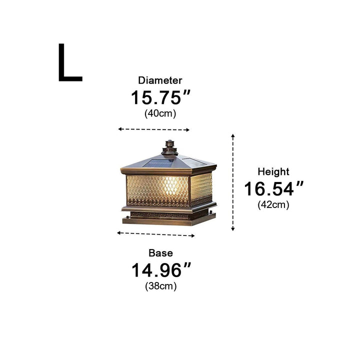 Solar Dusk to Dawn, Waterproof Vintage Copper LED Post Light, Tower Lantern for Garden/Yard/Patio