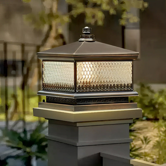 Solar Dusk to Dawn, Waterproof Vintage Copper LED Post Light, Tower Lantern for Garden/Yard/Patio
