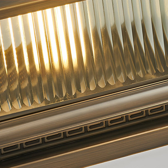Solar Dusk to Dawn, Vintage Copper Tower, Striped Glass LED Outdoor Post Light, IP65 Waterproof, Garden/Patio/Fence