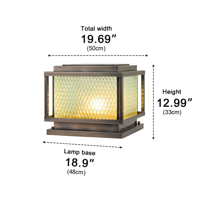 Solar/Hardwired Copper LED Post Light, IP65 Waterproof, Vintage Square Design for Garden/Patio/Yard