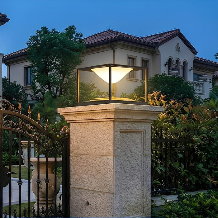 Solar Dusk to Dawn, Waterproof IP65, Cube Dripping Raindrop Post Light for Patio/Porch/Yard