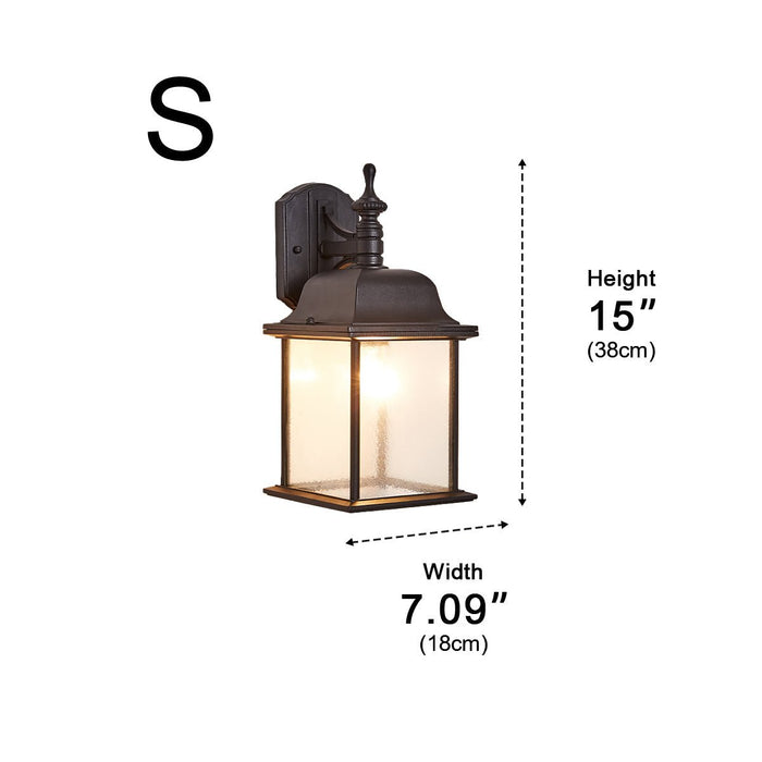 Vintage Farmhouse Outdoor Wall Sconce, Waterproof LED Porch Light, Die-Cast Aluminum/Glass, Patio/Entryway Lighting