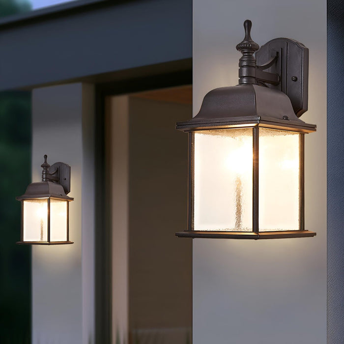 Vintage Farmhouse Outdoor Wall Sconce, Waterproof LED Porch Light, Die-Cast Aluminum/Glass, Patio/Entryway Lighting