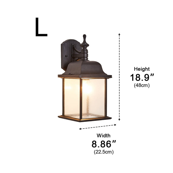 Vintage Farmhouse Outdoor Wall Sconce, Waterproof LED Porch Light, Die-Cast Aluminum/Glass, Patio/Entryway Lighting