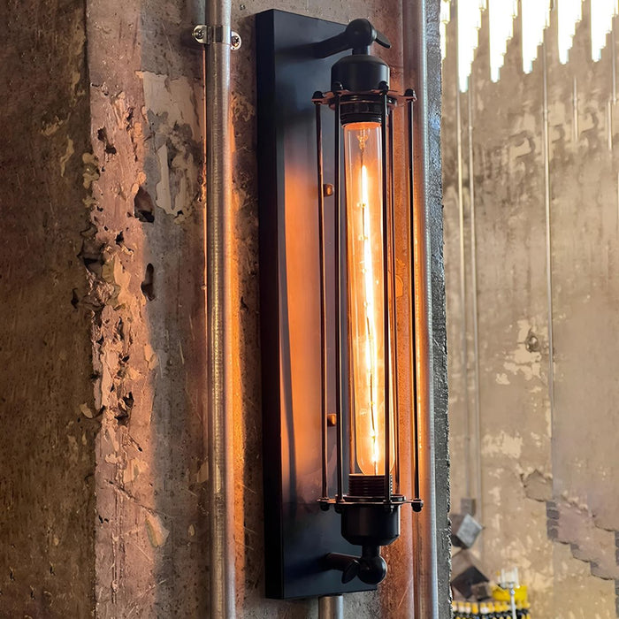 Vintage Industrial Iron Art LED Wall Sconce, Hardwired Accent Lighting for Hallway/Bedroom/Kitchen