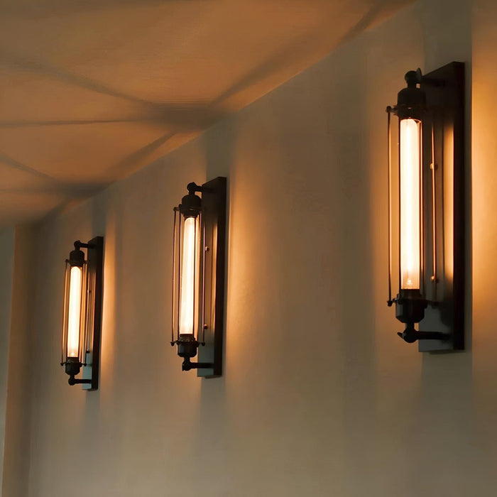 Vintage Industrial Iron Art LED Wall Sconce, Hardwired Accent Lighting for Hallway/Bedroom/Kitchen