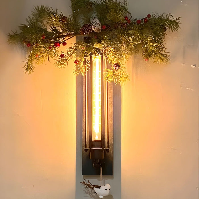 Vintage Industrial Iron Art LED Wall Sconce, Hardwired Accent Lighting for Hallway/Bedroom/Kitchen