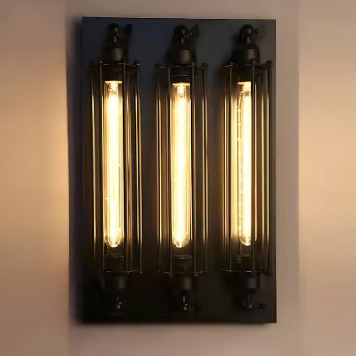 Vintage Industrial Iron Art LED Wall Sconce, Hardwired Accent Lighting for Hallway/Bedroom/Kitchen