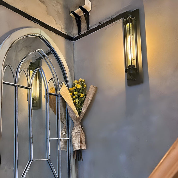 Vintage Industrial Iron Art LED Wall Sconce, Hardwired Accent Lighting for Hallway/Bedroom/Kitchen