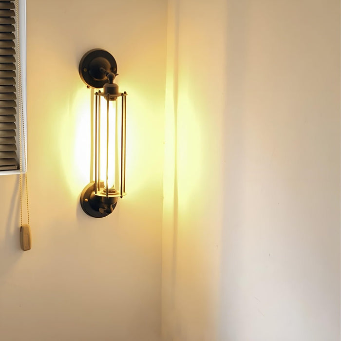 Industrial Vintage Iron LED Wall Sconce, Hardwired Indoor Accent Light for Hallway/Bedroom