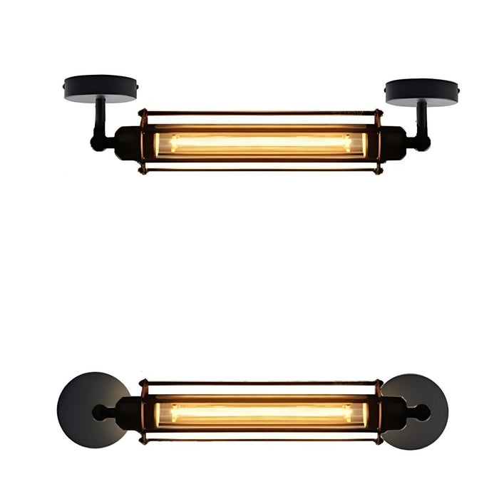 Industrial Vintage Iron LED Wall Sconce, Hardwired Indoor Accent Light for Hallway/Bedroom