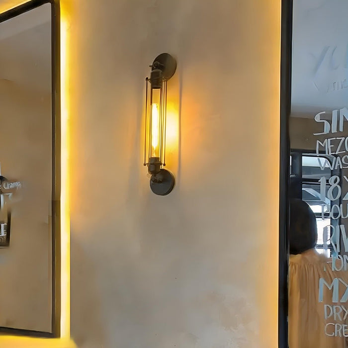 Industrial Vintage Iron LED Wall Sconce, Hardwired Indoor Accent Light for Hallway/Bedroom