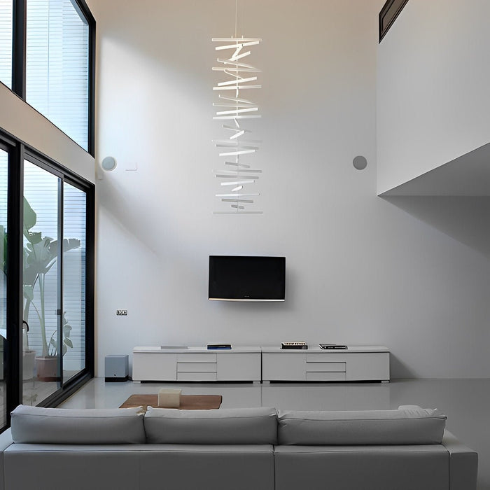 Modern Nordic LED Dimmable Pendant Light, Adjustable Fishbone Chandelier for Dining Room/Living Room/Bar