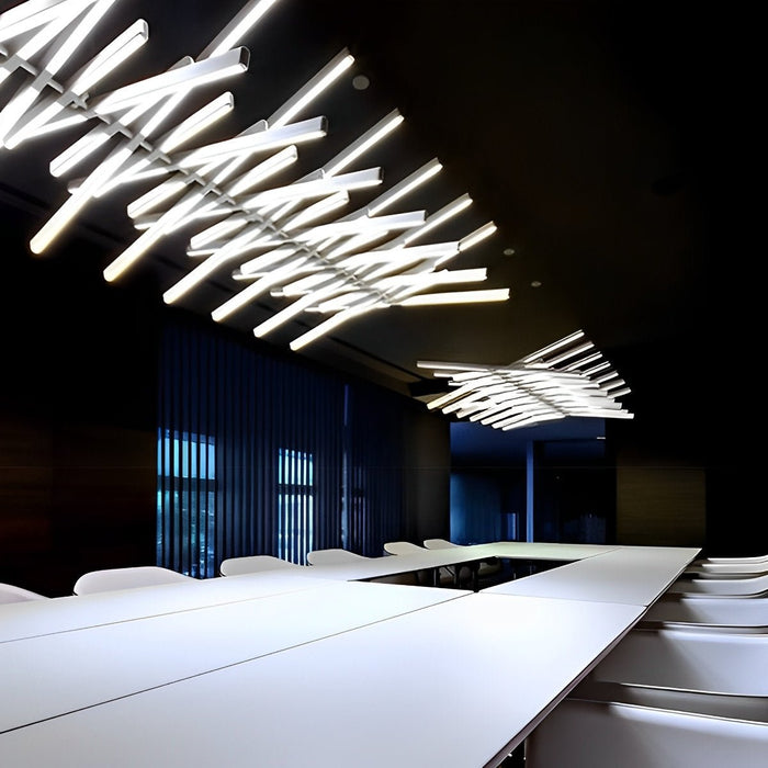 Modern Nordic LED Dimmable Pendant Light, Adjustable Fishbone Chandelier for Dining Room/Living Room/Bar