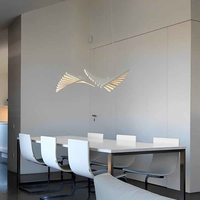 Modern Nordic LED Dimmable Pendant Light, Adjustable Fishbone Chandelier for Dining Room/Living Room/Bar