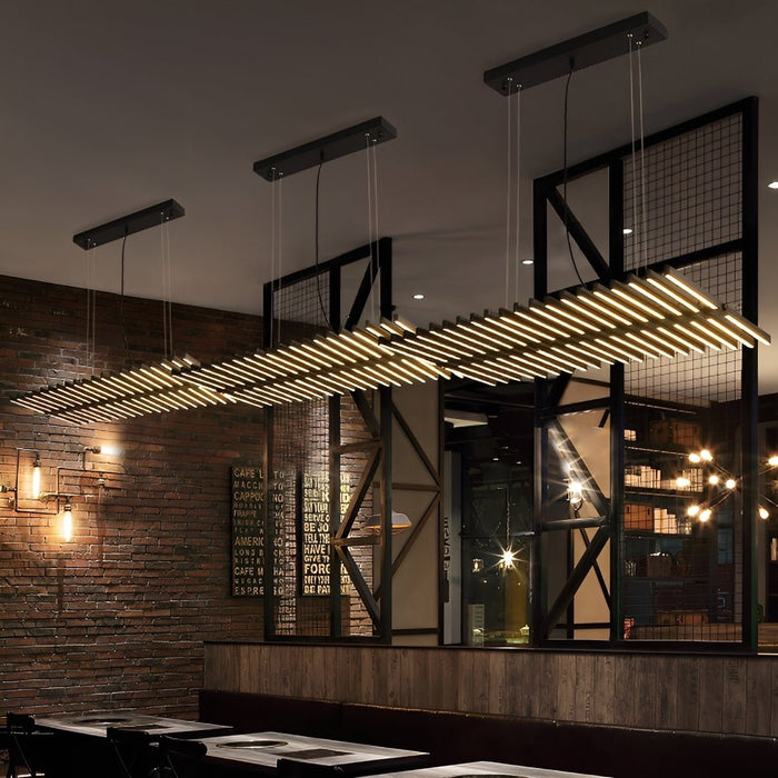 Modern Nordic LED Dimmable Pendant Light, Adjustable Fishbone Chandelier for Dining Room/Living Room/Bar