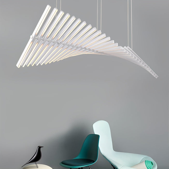 Modern Nordic LED Dimmable Pendant Light, Adjustable Fishbone Chandelier for Dining Room/Living Room/Bar