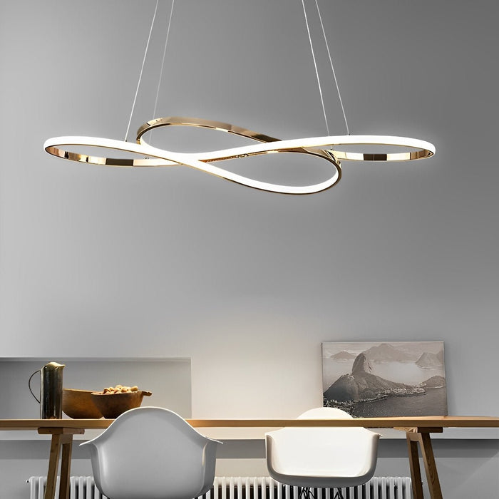 Modern Wavy Ceiling Lamp, Double Hanging LED Light for Dining/Living Room