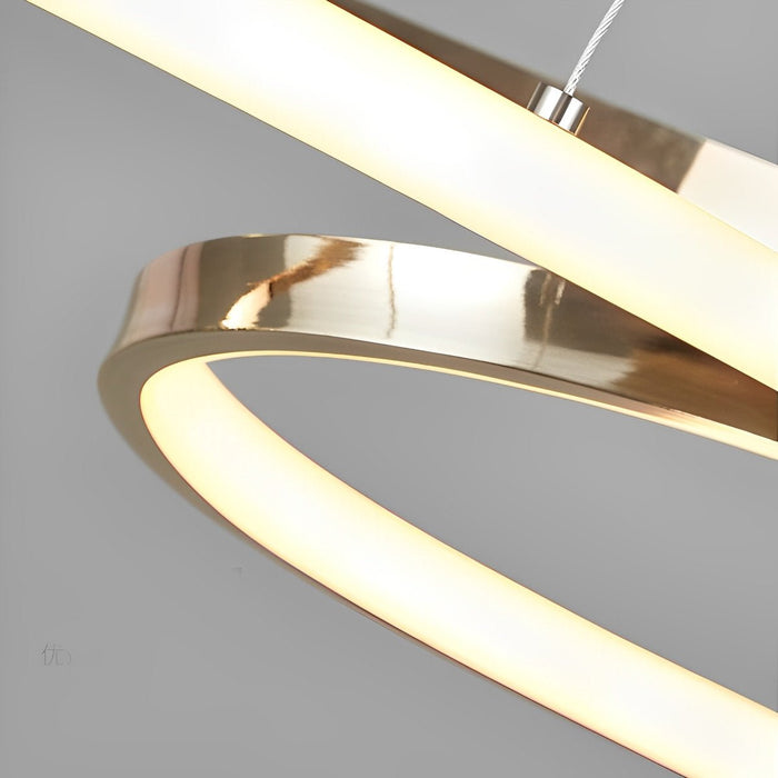 Modern Wavy Ceiling Lamp, Double Hanging LED Light for Dining/Living Room