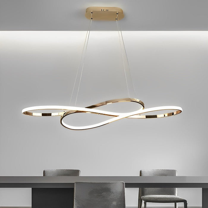 Modern Wavy Ceiling Lamp, Double Hanging LED Light for Dining/Living Room