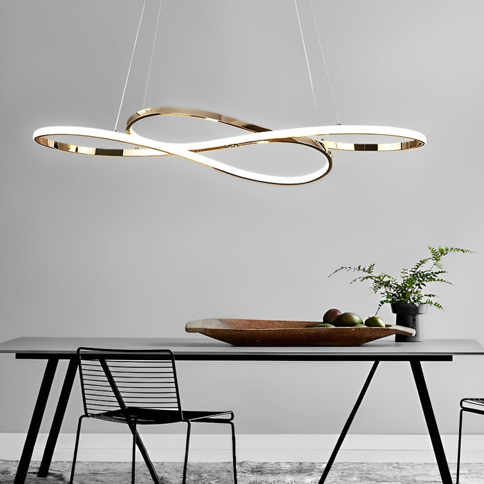 Modern Wavy Ceiling Lamp, Double Hanging LED Light for Dining/Living Room