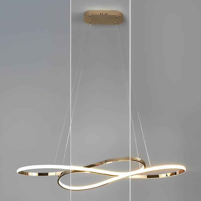Modern Wavy Ceiling Lamp, Double Hanging LED Light for Dining/Living Room