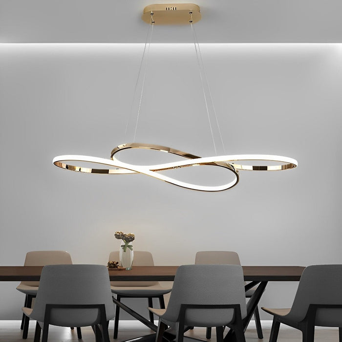 Modern Wavy Ceiling Lamp, Double Hanging LED Light for Dining/Living Room