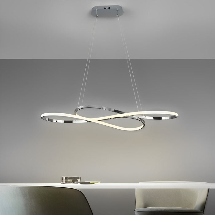 Modern Wavy Ceiling Lamp, Double Hanging LED Light for Dining/Living Room