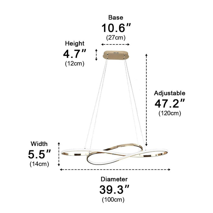 Modern Wavy Ceiling Lamp, Double Hanging LED Light for Dining/Living Room