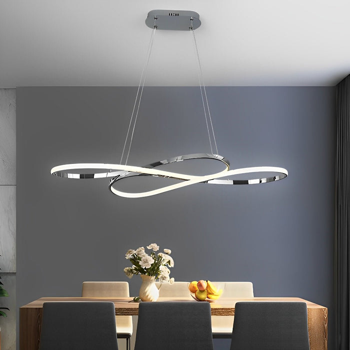 Modern Wavy Ceiling Lamp, Double Hanging LED Light for Dining/Living Room