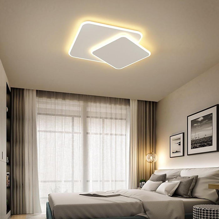 2 Square Metal Offset Flush Mounted Lights LED Bedroom Ceiling Lights