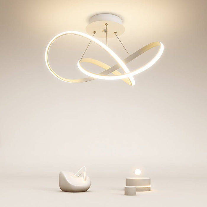 White Flush Mount Ceiling Light Cord Ribbon Adjustable Dimmable Light