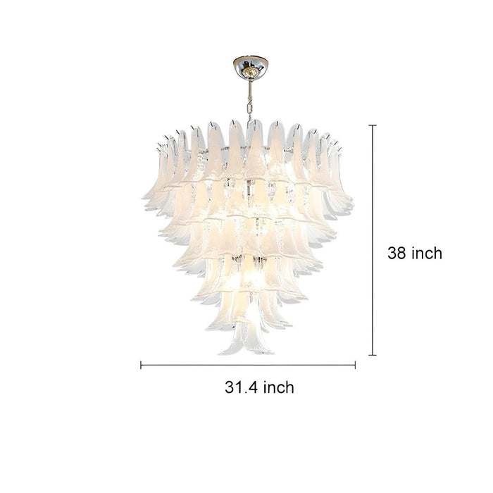 Glass Feather Chandelier, Luxury Iron Glass LED Pendant Light, Adjustable Height, 3 Color Temperature, Dining Room/Living Room/Bar