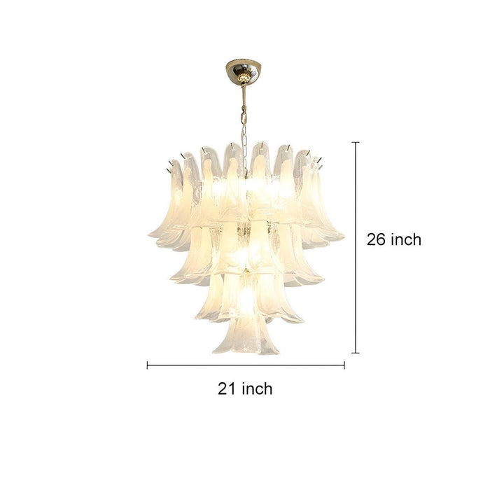 Glass Feather Chandelier, Luxury Iron Glass LED Pendant Light, Adjustable Height, 3 Color Temperature, Dining Room/Living Room/Bar