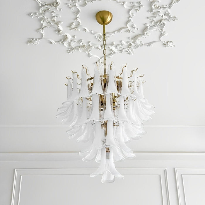Glass Feather Chandelier, Luxury Iron Glass LED Pendant Light, Adjustable Height, 3 Color Temperature, Dining Room/Living Room/Bar