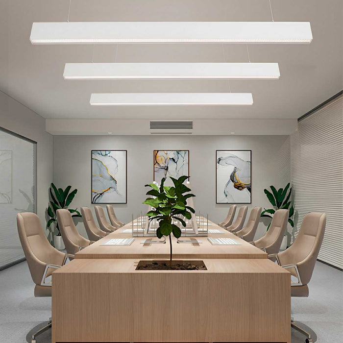 Linear LED Office Pendant Light, Modern Minimalist Strip, High CRI 97, Commercial/Retail/Workspace