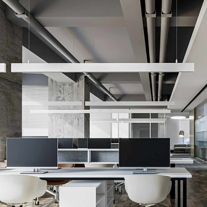 Linear LED Office Pendant Light, Modern Minimalist Strip, High CRI 97, Commercial/Retail/Workspace